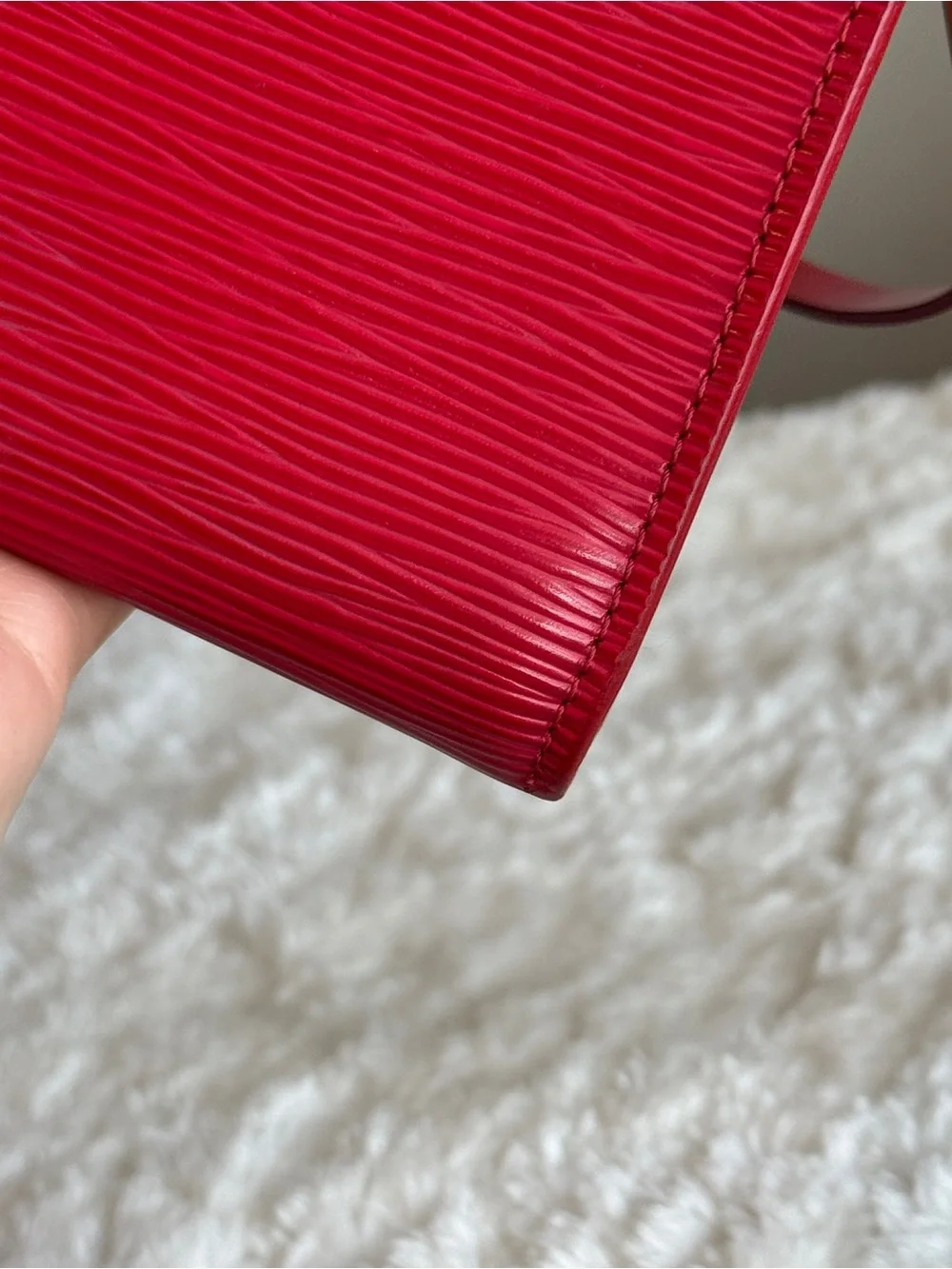 Louis Vuitton Red Epi Leather Mini Pochette with Top Handle